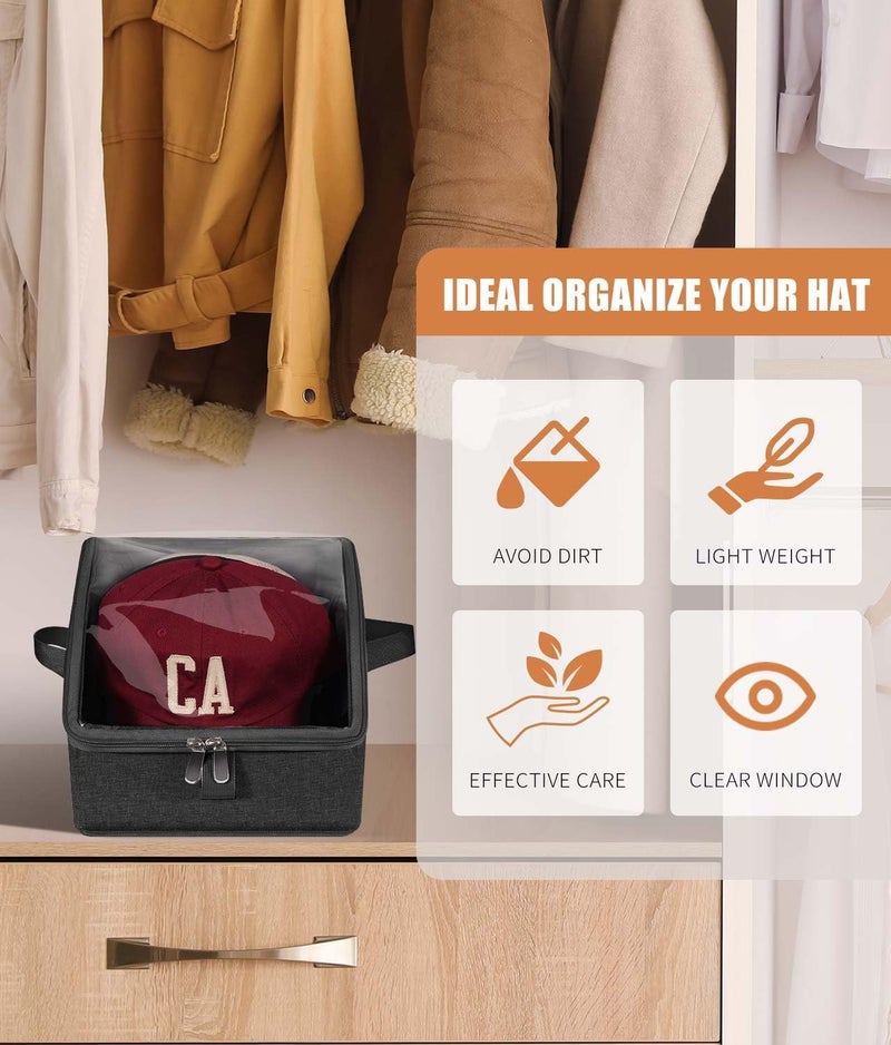 Livelab Hat Organizer for Baseball Caps, Hat Storage Holder Container for Closet Hold Up to 24 Caps with Clear Window, Hat Boxes for Home Storage | 2Pcs Grey - Image 5
